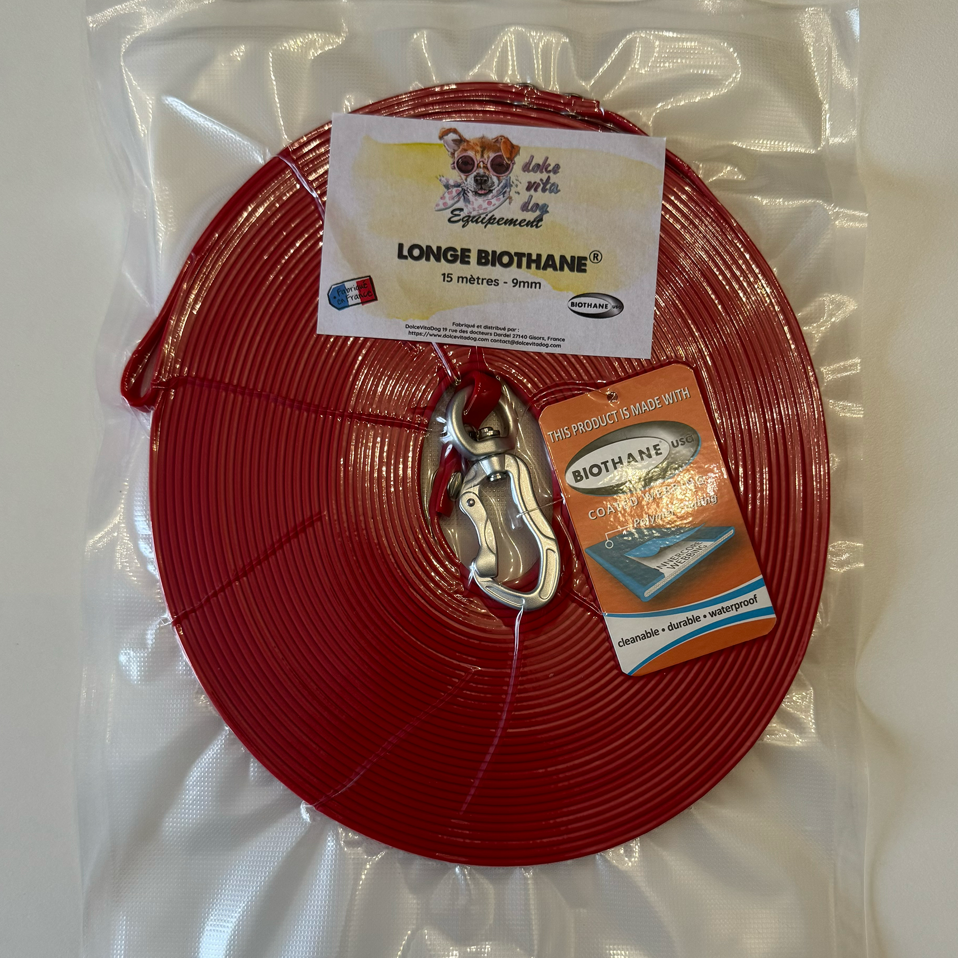 Longe DolceVitaDog Biothane Red